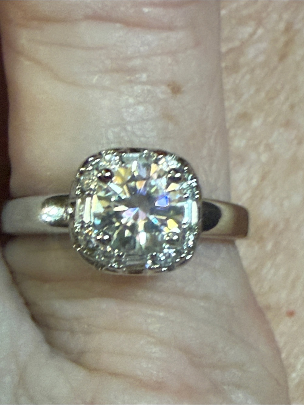 GRA CERTIFIED MOISSANITE DIAMOND 1 CT Cushion Halo Solitaire Ring 925 Sterling - Picture 5 of 9